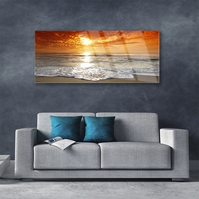 Quadro di vetro Paesaggio del sole del mare