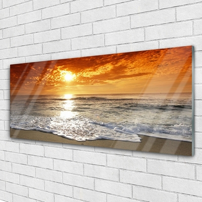 Quadro di vetro Paesaggio del sole del mare