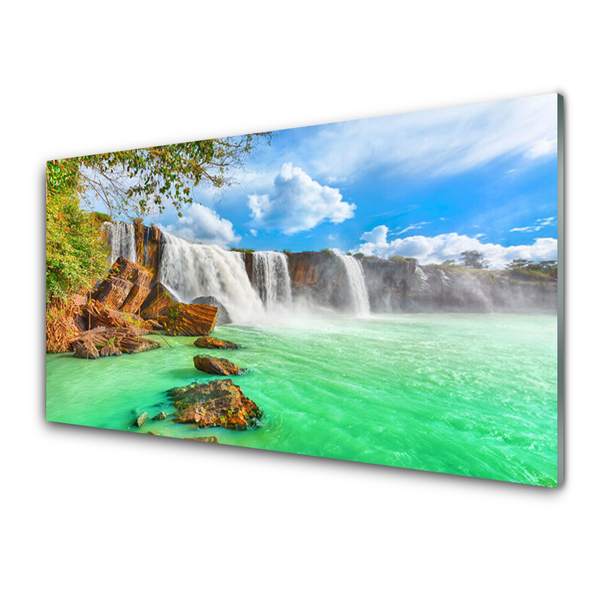 Quadro su vetro Cascata Lago Paesaggio