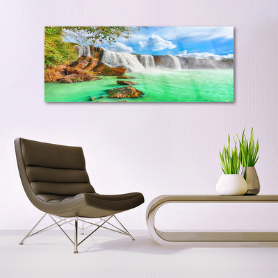 Quadro su vetro Cascata Lago Paesaggio