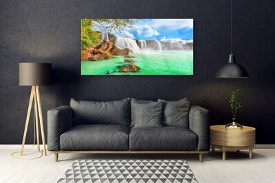 Quadro su vetro Cascata Lago Paesaggio