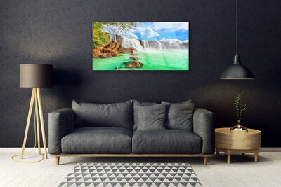 Quadro su vetro Cascata Lago Paesaggio