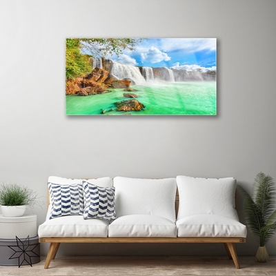 Quadro su vetro Cascata Lago Paesaggio