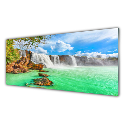 Quadro su vetro Cascata Lago Paesaggio