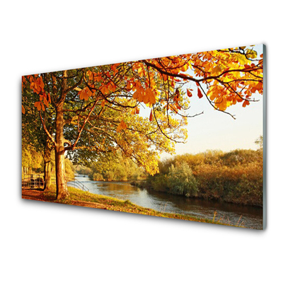 Quadro vetro Albero Lago Natura