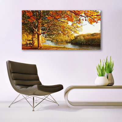 Quadro vetro Albero Lago Natura