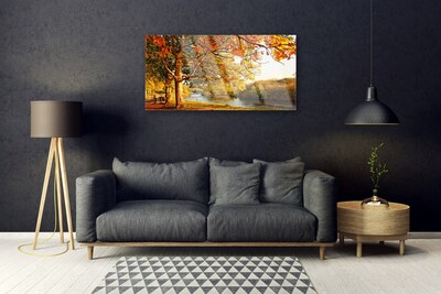 Quadro vetro Albero Lago Natura