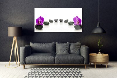 Quadro in vetro Fiori Orchidee Ciottoli