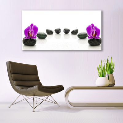 Quadro in vetro Fiori Orchidee Ciottoli