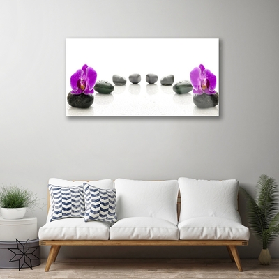 Quadro in vetro Fiori Orchidee Ciottoli