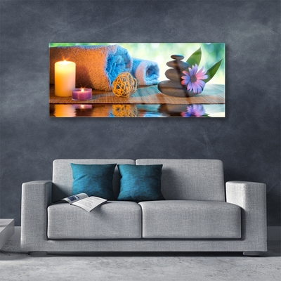 Quadro in vetro Candele con fiori termali