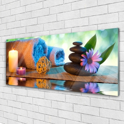 Quadro in vetro Candele con fiori termali