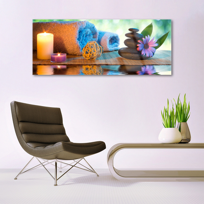 Quadro in vetro Candele con fiori termali