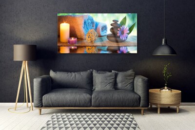 Quadro in vetro Candele con fiori termali