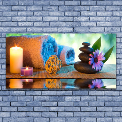 Quadro in vetro Candele con fiori termali