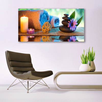 Quadro in vetro Candele con fiori termali