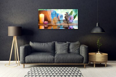 Quadro in vetro Candele con fiori termali