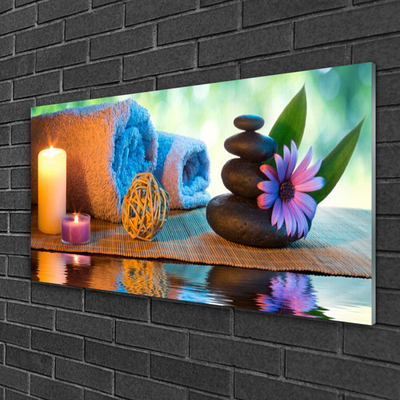 Quadro in vetro Candele con fiori termali