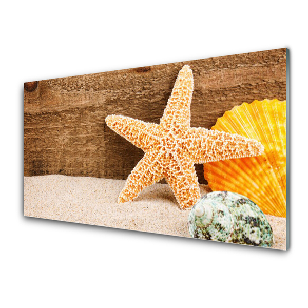 Quadro in vetro Arte delle stelle marine sulla sabbia