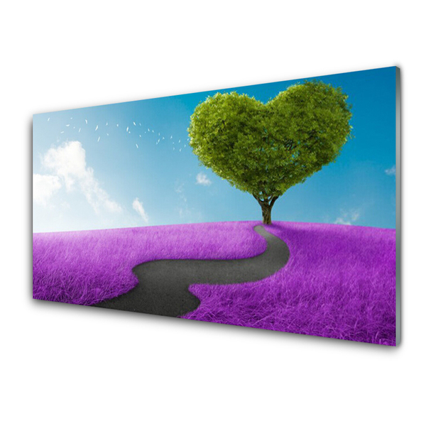 Quadro in vetro Sentiero dei prati Albero Natura