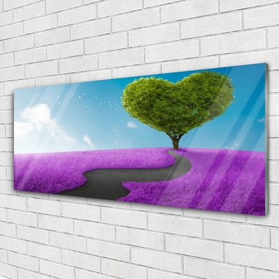 Quadro in vetro Sentiero dei prati Albero Natura