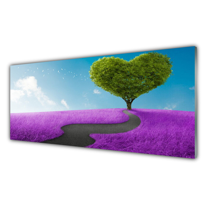 Quadro in vetro Sentiero dei prati Albero Natura