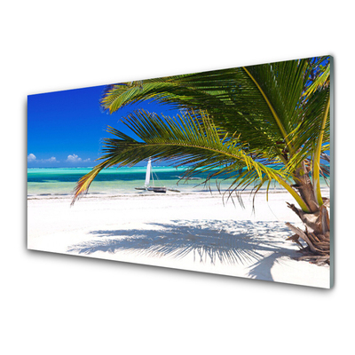 Quadro in vetro Spiaggia Palma Paesaggio