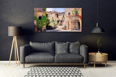 Quadro su vetro Vicolo Fiori Case Pianta