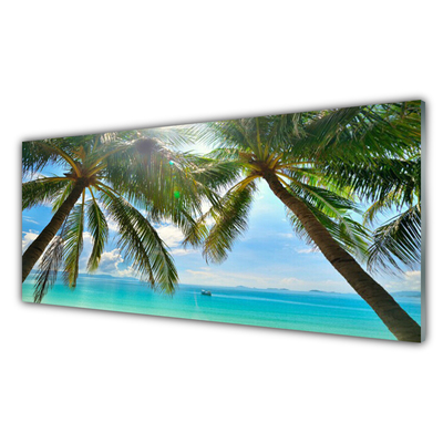 Quadro in vetro Palm Tree Sea Landscape