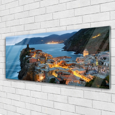 Quadro vetro Città di mare Montagne Paesaggio