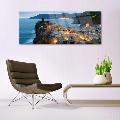 Quadro vetro Città di mare Montagne Paesaggio