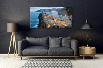 Quadro vetro Città di mare Montagne Paesaggio