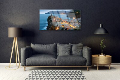 Quadro vetro Città di mare Montagne Paesaggio