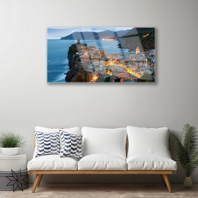 Quadro vetro Città di mare Montagne Paesaggio