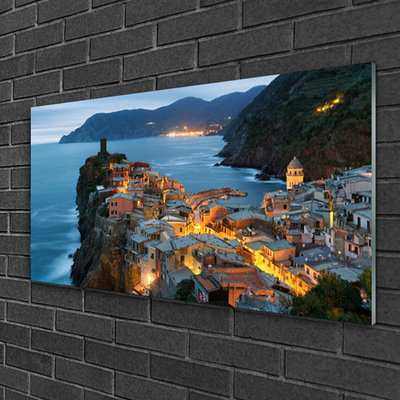 Quadro vetro Città di mare Montagne Paesaggio