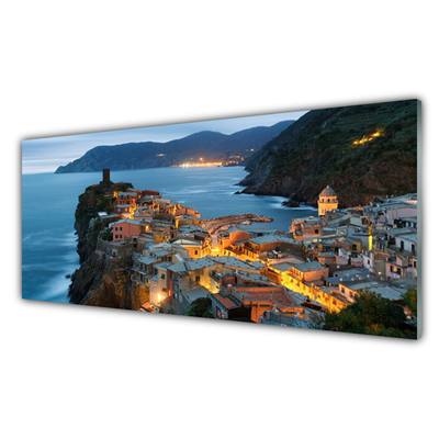 Quadro vetro Città di mare Montagne Paesaggio