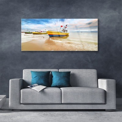 Quadro di vetro Barche Spiaggia Mare Paesaggio