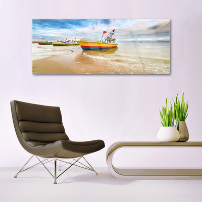 Quadro di vetro Barche Spiaggia Mare Paesaggio