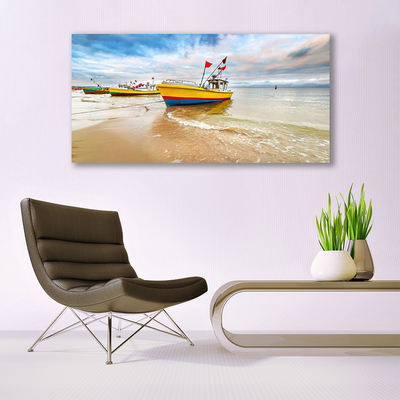 Quadro di vetro Barche Spiaggia Mare Paesaggio