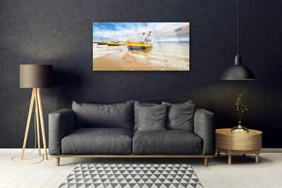 Quadro di vetro Barche Spiaggia Mare Paesaggio