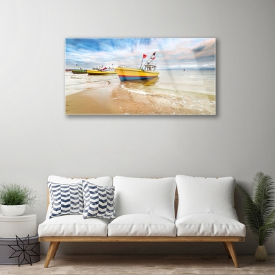 Quadro di vetro Barche Spiaggia Mare Paesaggio