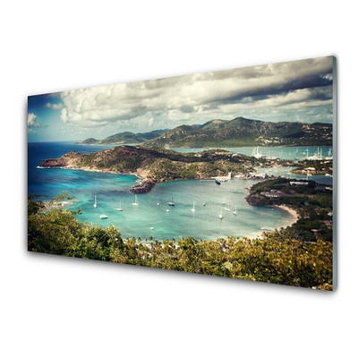 Quadro di vetro Baia di barche Paesaggio