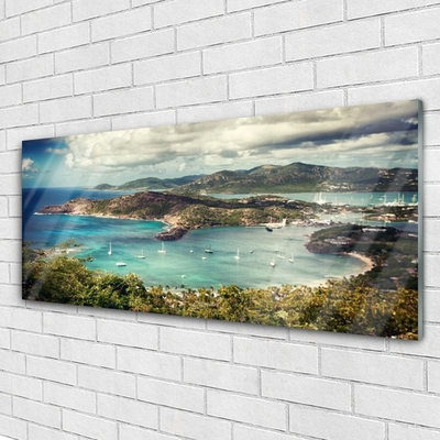 Quadro di vetro Baia di barche Paesaggio