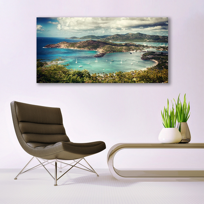 Quadro di vetro Baia di barche Paesaggio