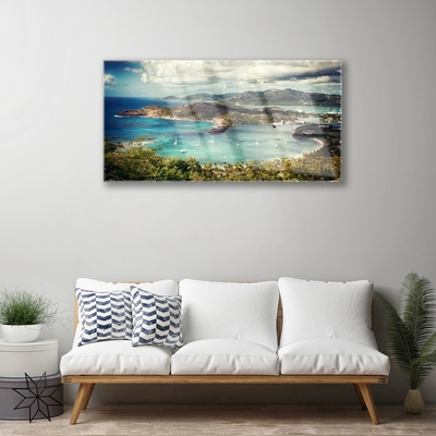 Quadro di vetro Baia di barche Paesaggio