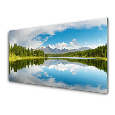 Quadro vetro Foresta Lago Montagne Paesaggio