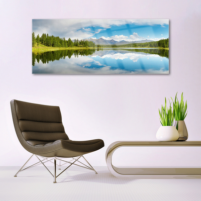 Quadro vetro Foresta Lago Montagne Paesaggio