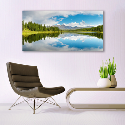 Quadro vetro Foresta Lago Montagne Paesaggio