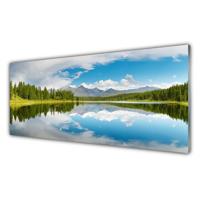 Quadro vetro Foresta Lago Montagne Paesaggio