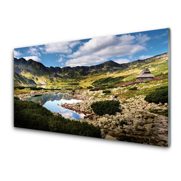 Quadro in vetro Paesaggio del lago di montagna